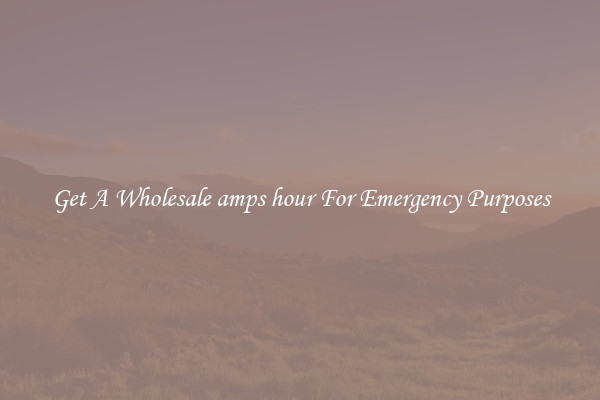Get A Wholesale amps hour For Emergency Purposes