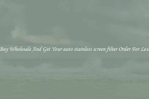Buy Wholesale And Get Your auto stainless screen filter Order For Less