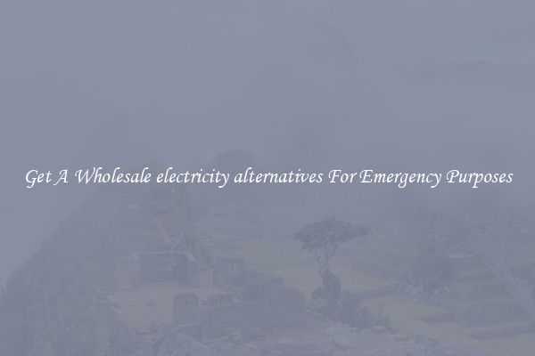 Get A Wholesale electricity alternatives For Emergency Purposes